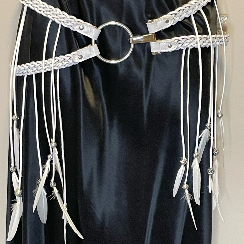 White Fringe Belt with Metallic Ring
